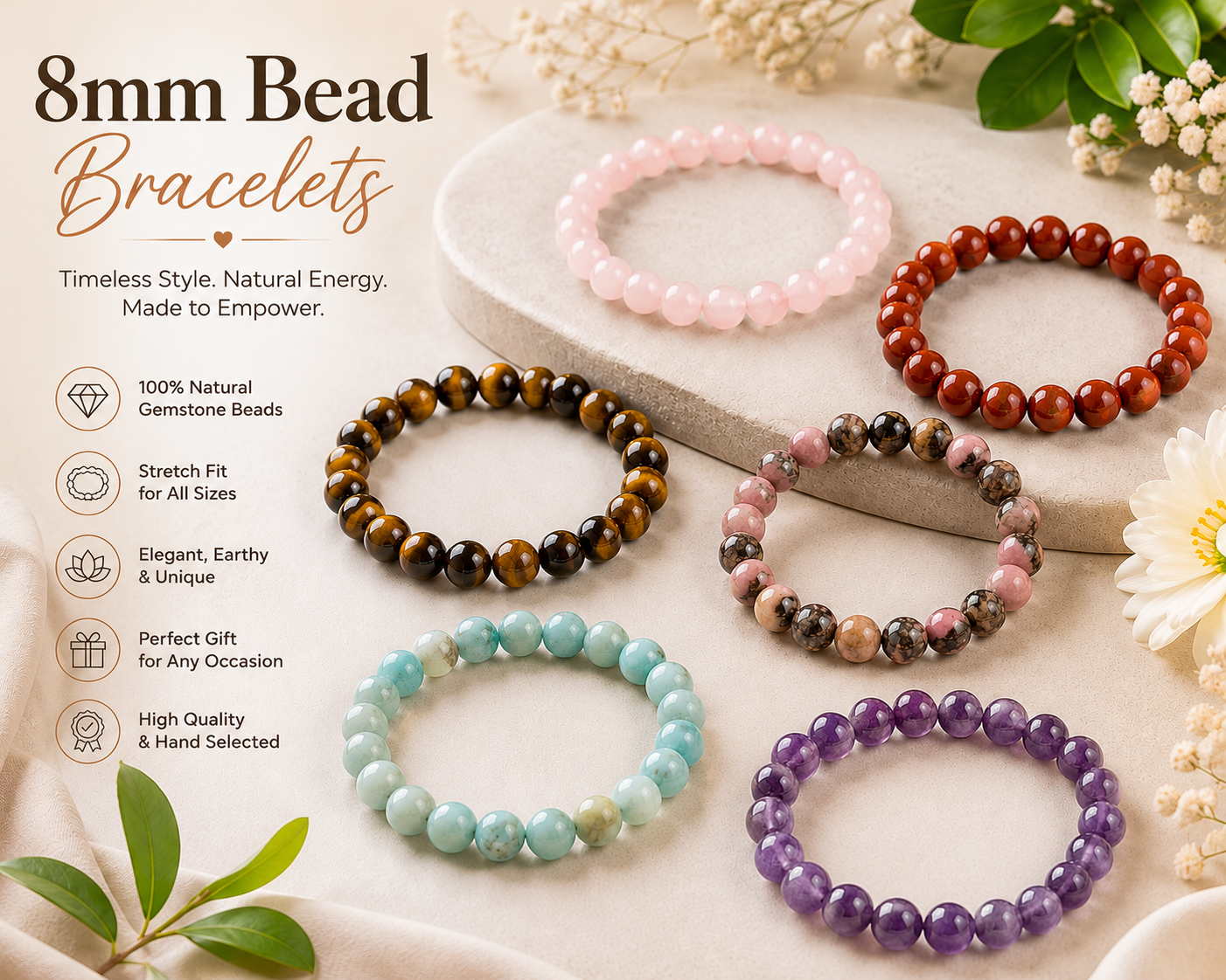 Crystal 8mm Stretch Bracelet