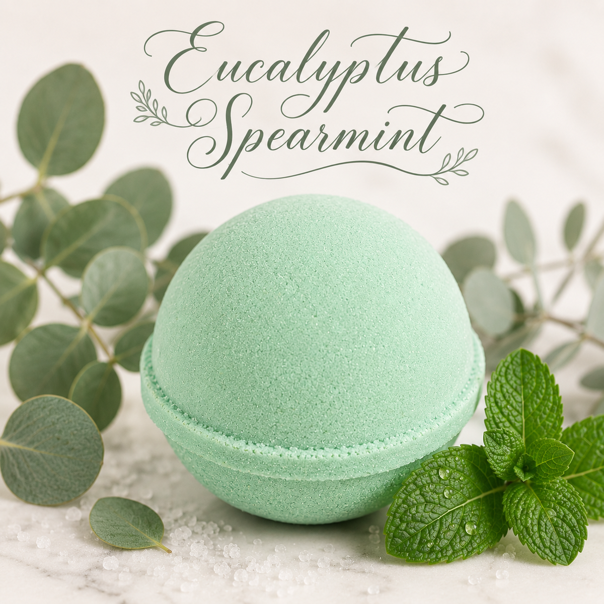 Eucalyptus Spearmint handmade bath bomb by Magnolia Grove Gifts