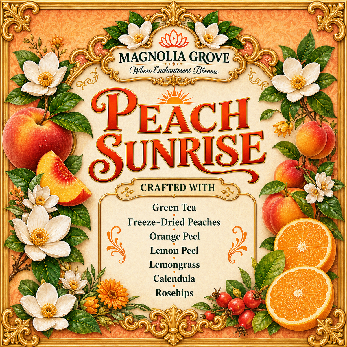 Peach Sunrise loose-leaf tea ingredient guide