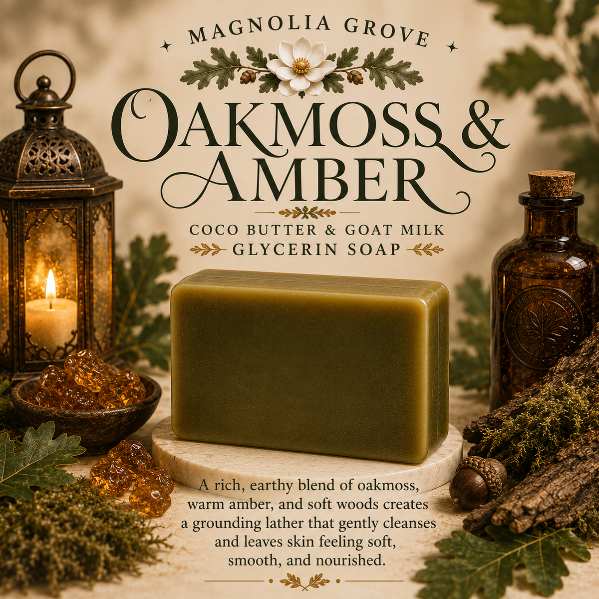 Oakmoss & Amber - Glycerin & Goat Milk Soap