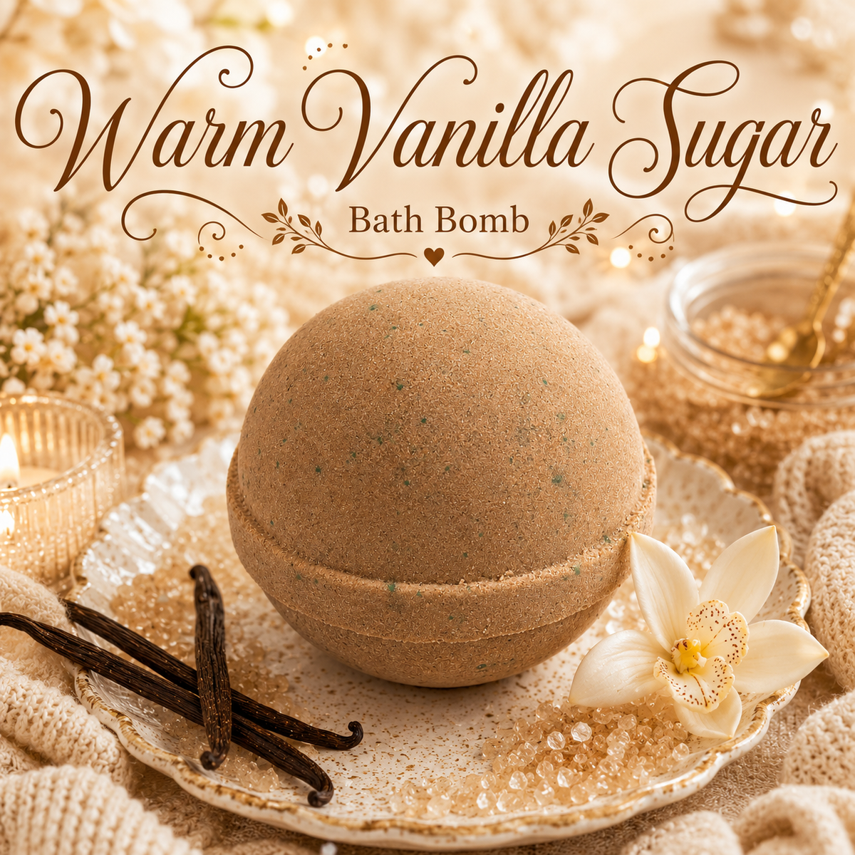 Warm Vanilla Sugar handcrafted bath bomb from Magnolia Grove Gifts