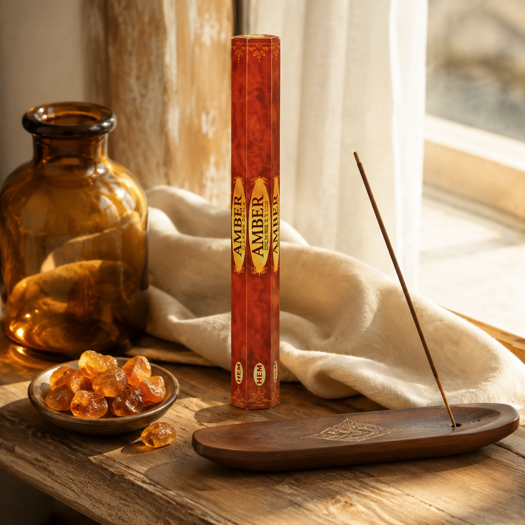 HEM Amber Incense Sticks 20 Count package