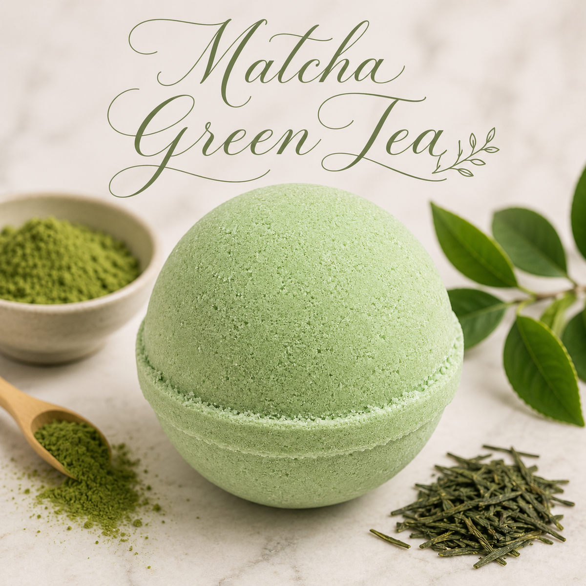 Matcha Green Tea handmade bath bomb by Magnolia Grove Gifts