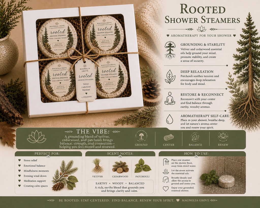 Rooted Shower Steamer fragrance notes and product details