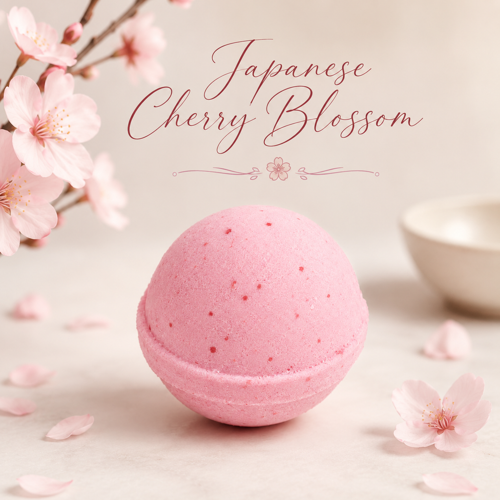 Japanese Cherry Blossom handmade floral bath bomb by Magnolia Grove Gifts