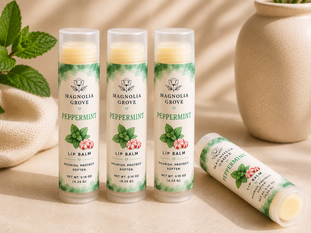 Peppermint handmade moisturizing lip balm by Magnolia Grove Gifts