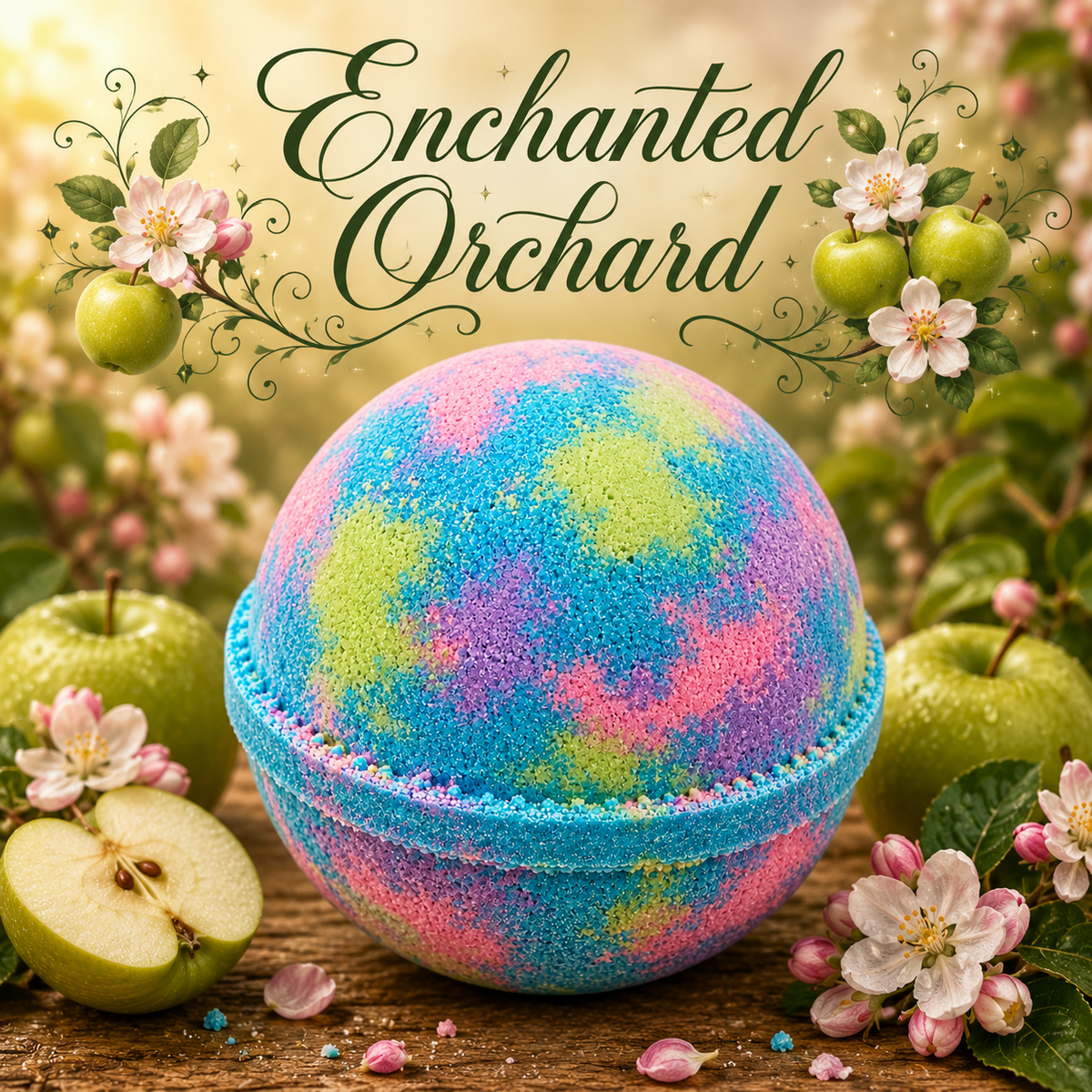 Enchanted Orchard handmade fruity bath bomb by Magnolia Grove Gifts