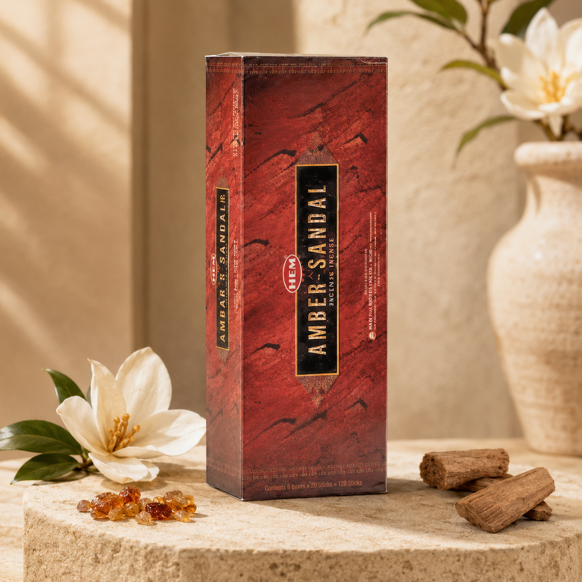 HEM Amber Sandal Incense Sticks – 20 Count