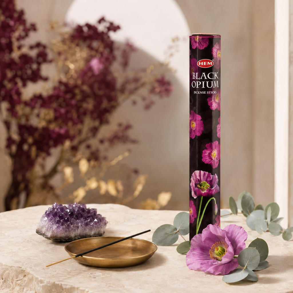 HEM Black Opium Incense Sticks 20 Count package