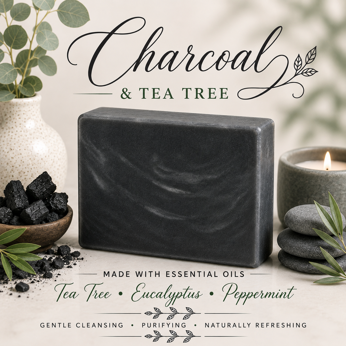 Charcoal & Tea Tree - Glycerin & Goat Milk Soap