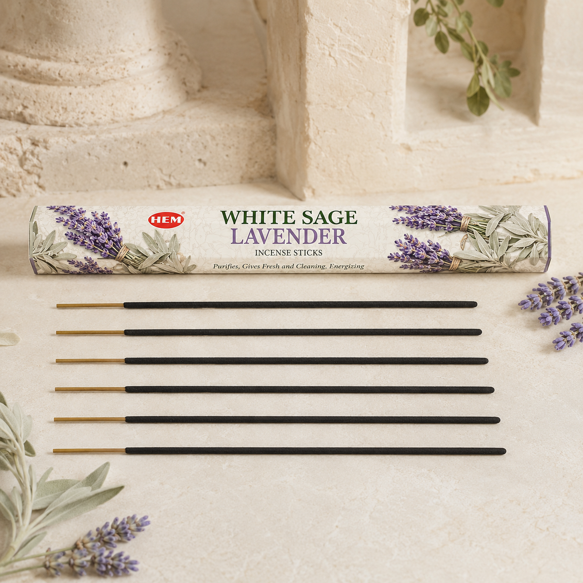 HEM White Sage Lavender Incense Sticks – 20 Count
