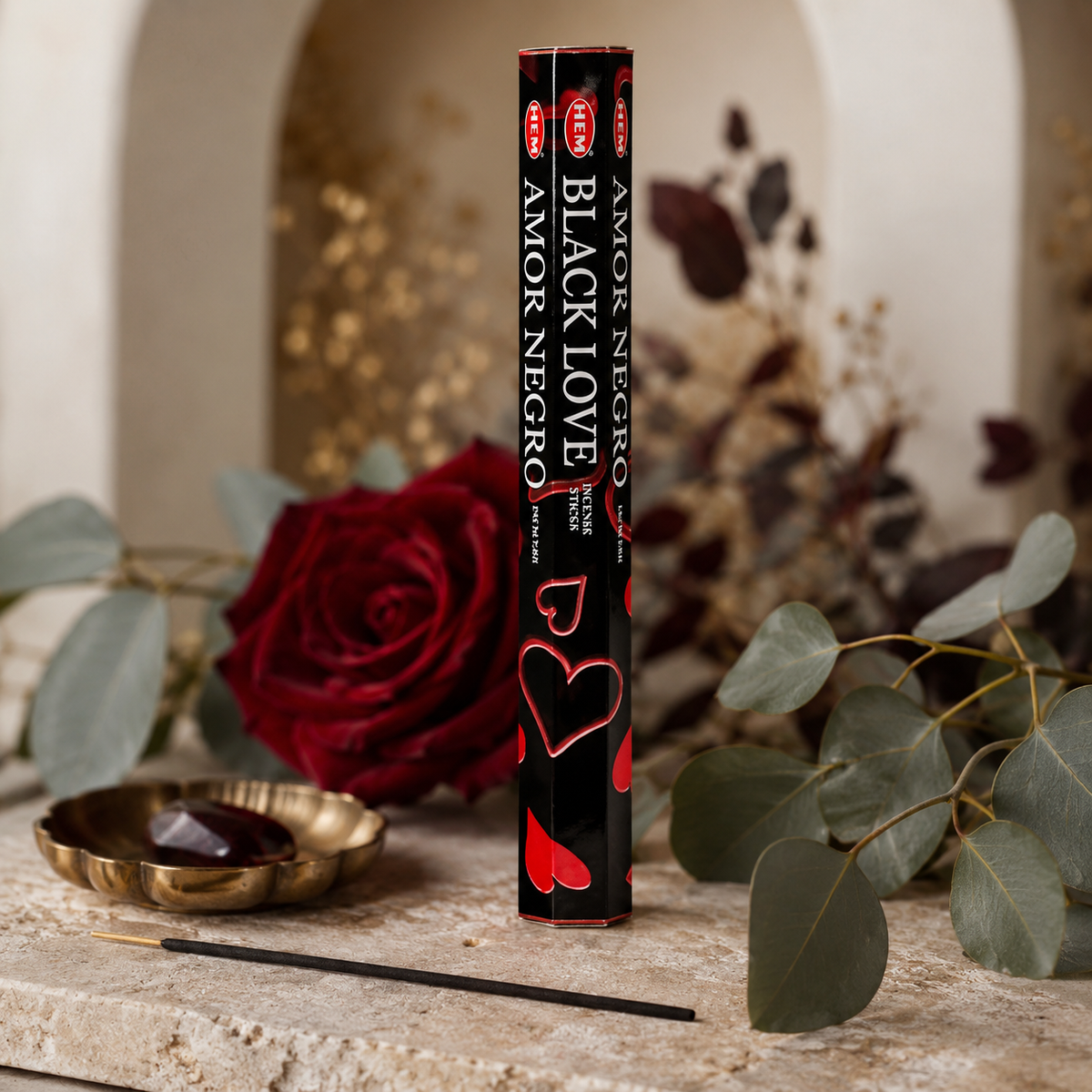 HEM Black Love Incense Sticks 20 Count package
