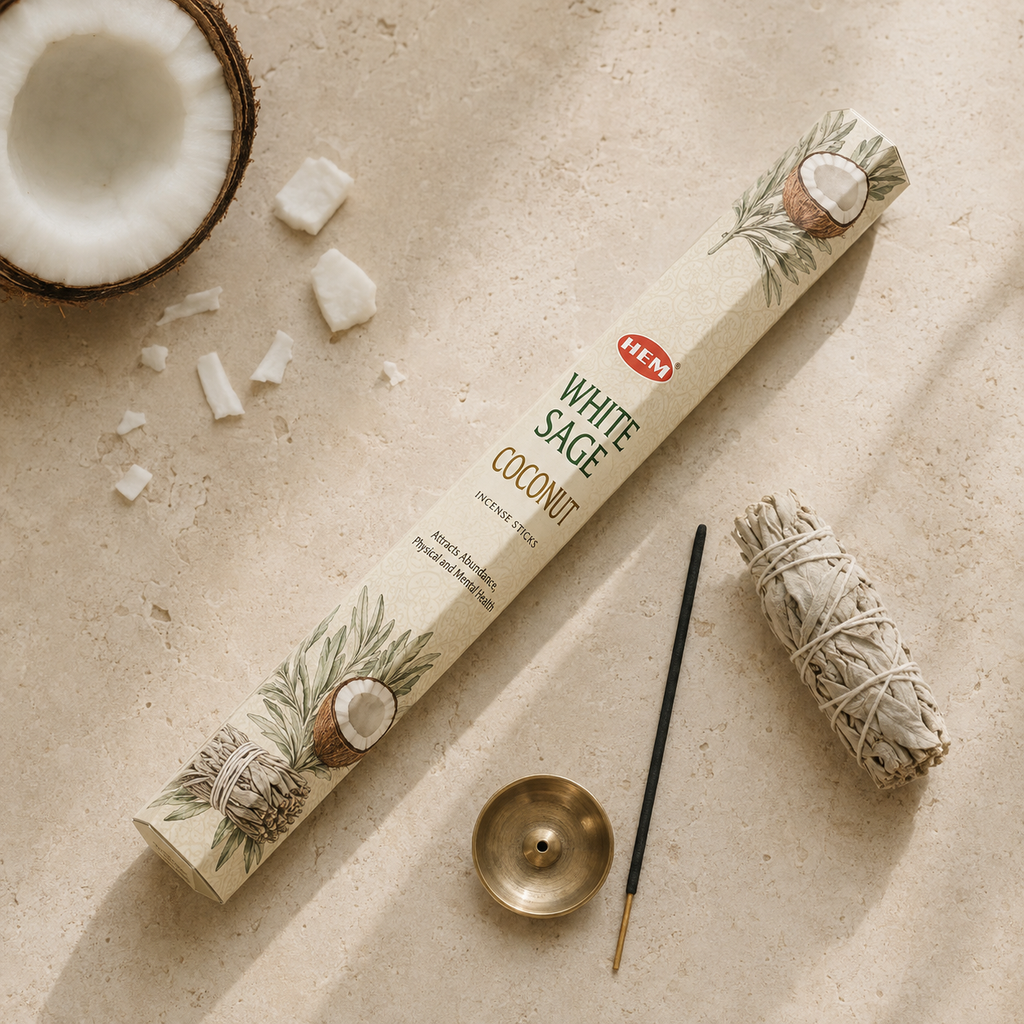 HEM White Sage Coconut incense sticks 20-count package