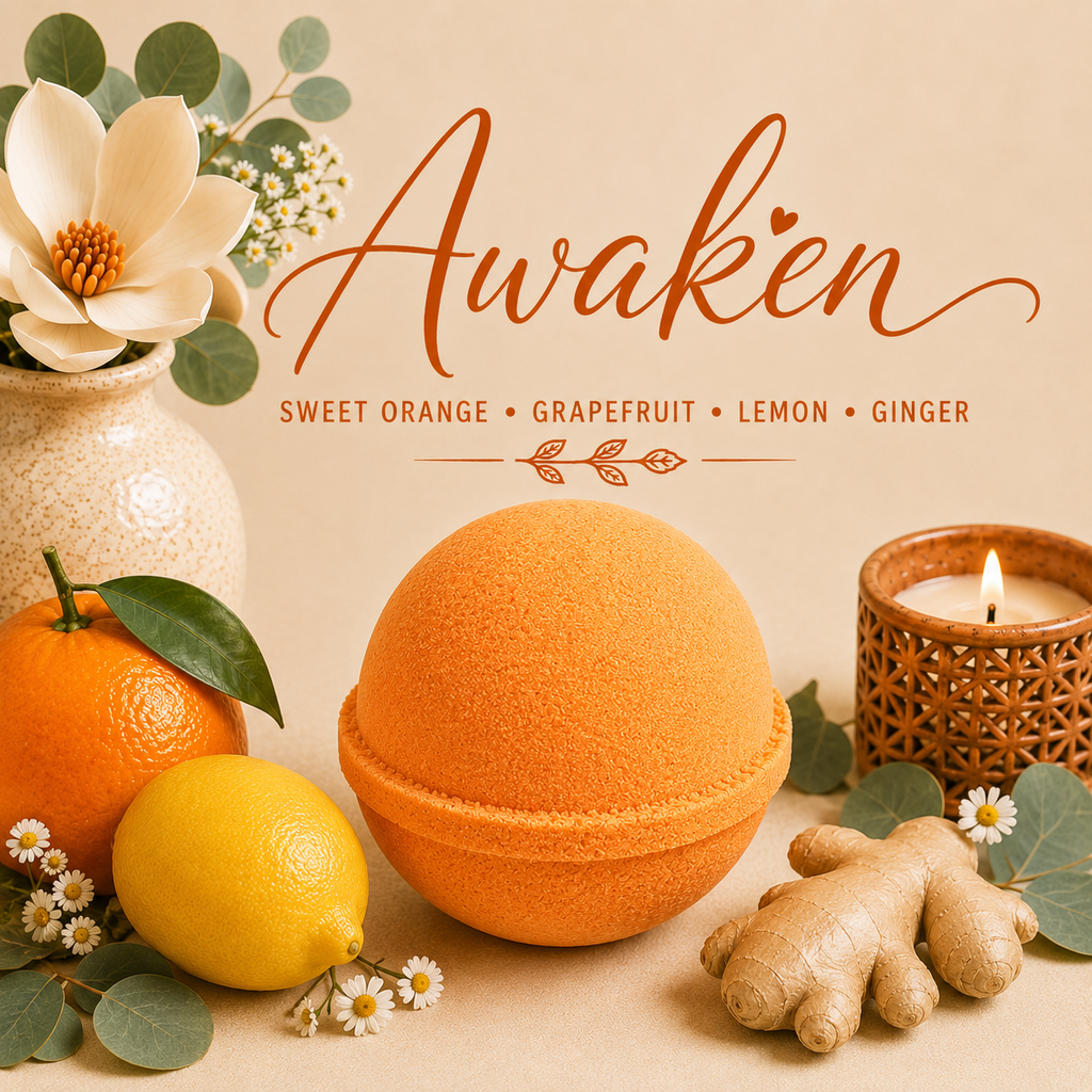 Awaken handmade citrus bath bomb by Magnolia Grove Gifts