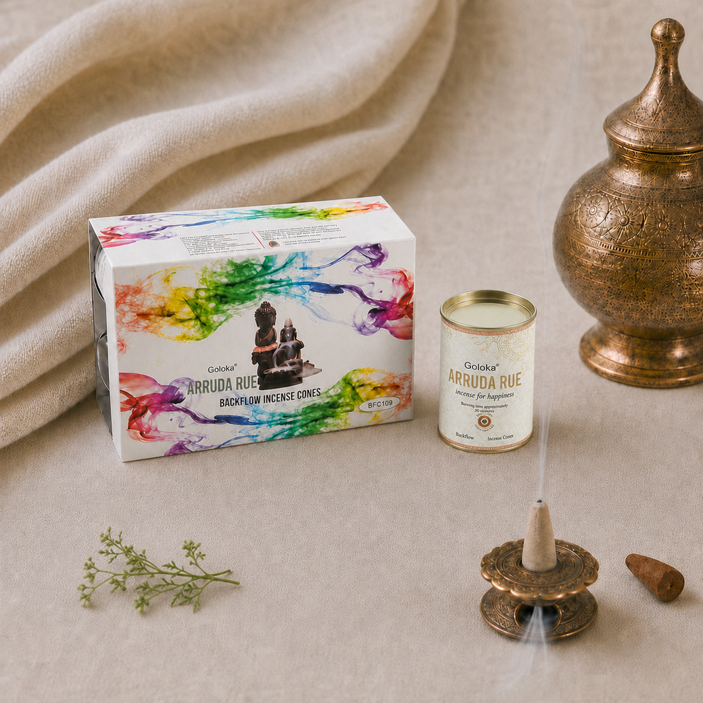 Goloka Arruda Rue Backflow Incense Cones – 24 Count - light-lifestyle