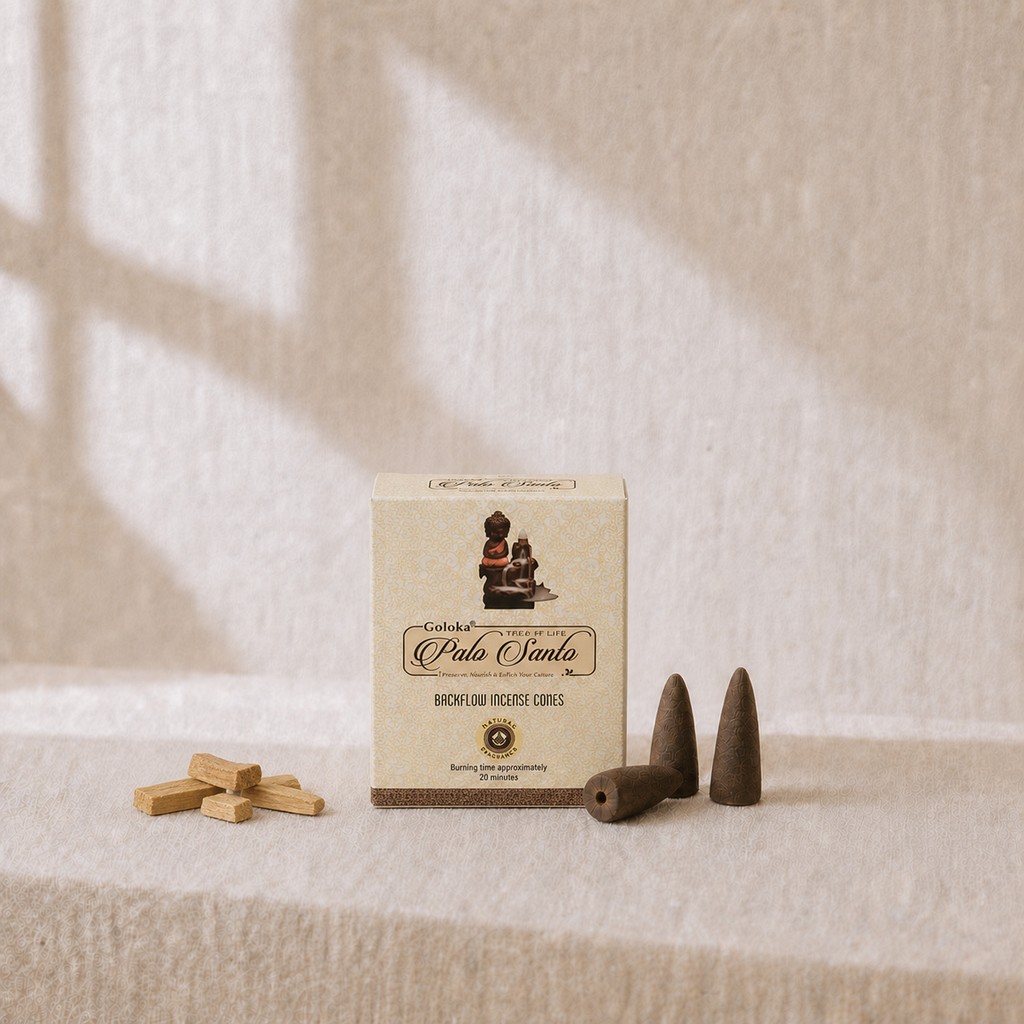 Goloka Popular Palo Santo Backflow Incense Cones 10 Count package