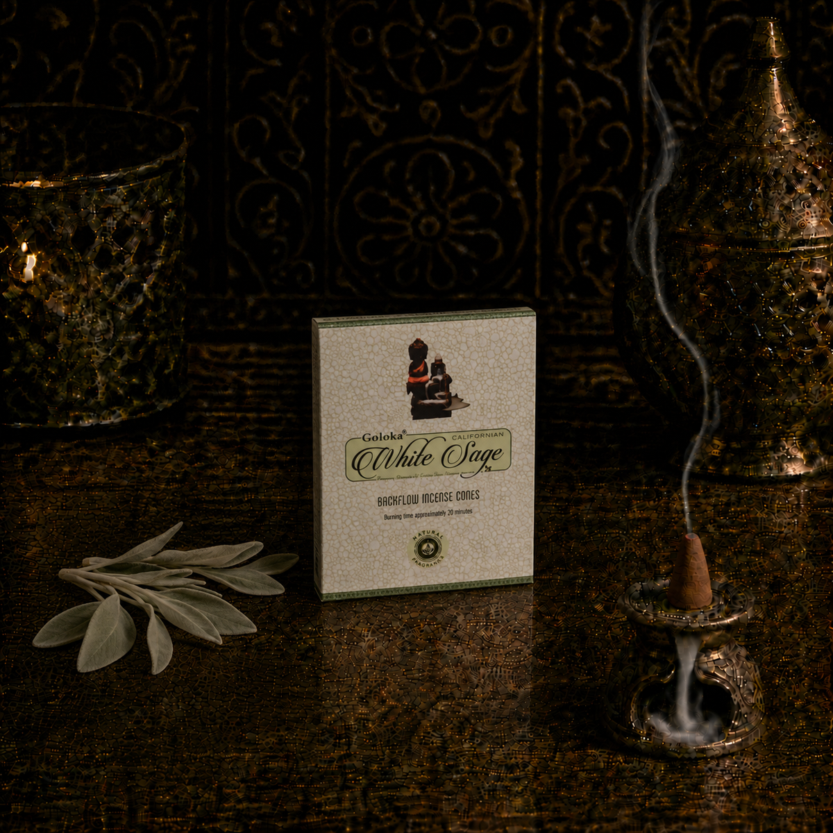 Goloka Popular White Sage Backflow Incense Cones – 10 Count - dark-lifestyle