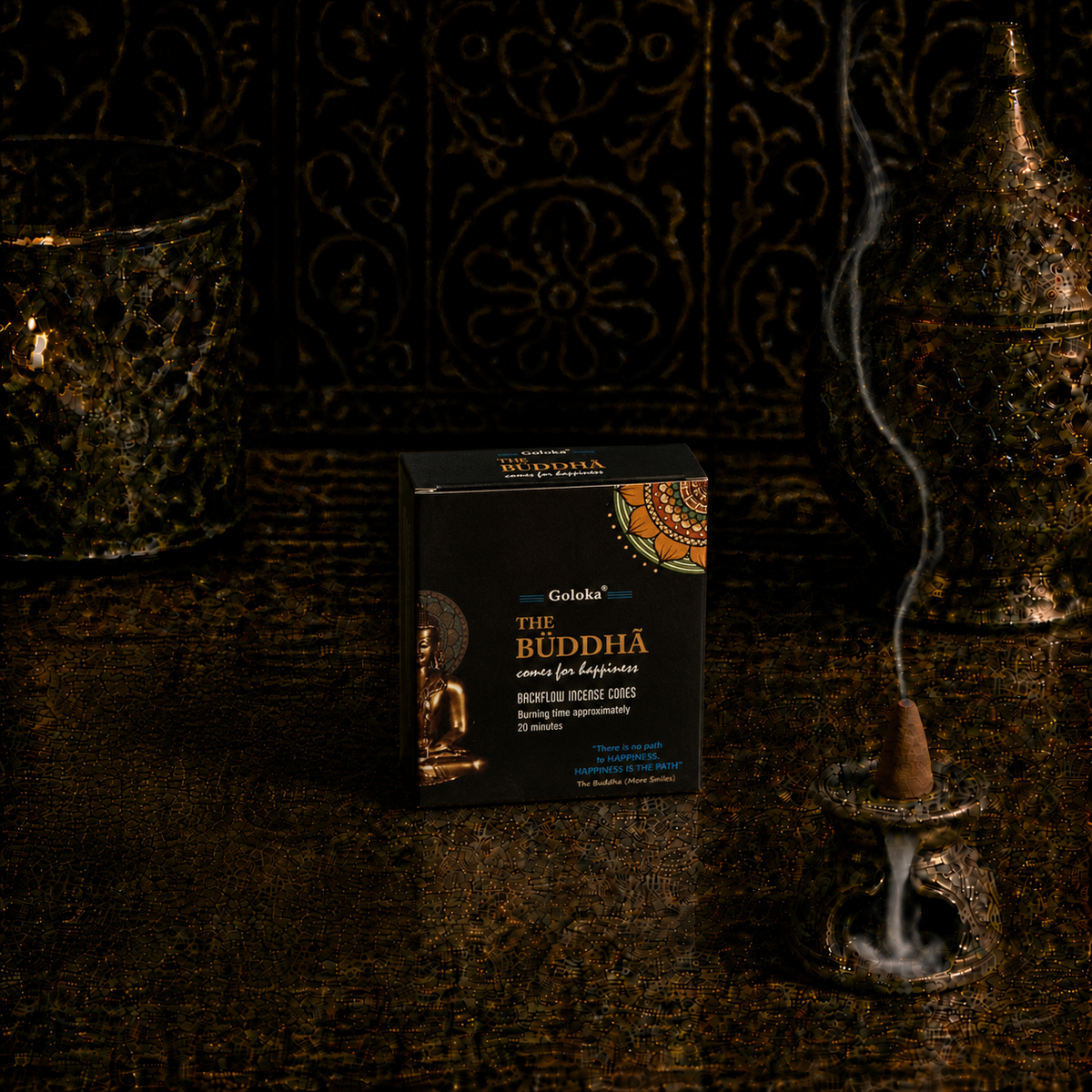 Goloka Buddha Backflow Incense Cones – 10 Count - dark-lifestyle