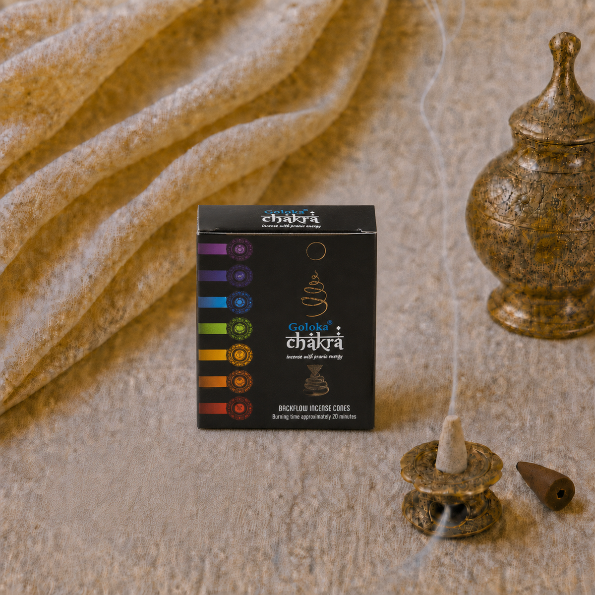 Goloka Chakra Backflow Incense Cones – 10 Count - light-lifestyle