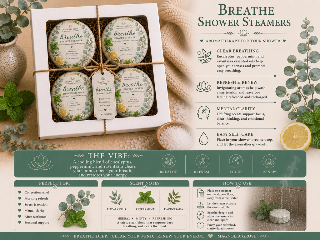 Breathe Shower Steamer fragrance notes and product details