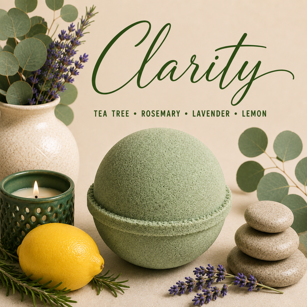 Clarity rosemary and lemon bath bomb by Magnolia Grove Gifts