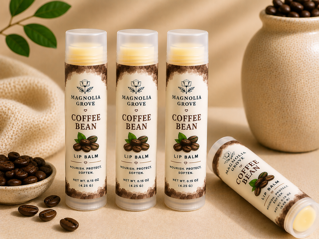 Coffee Bean handmade moisturizing lip balm by Magnolia Grove Gifts