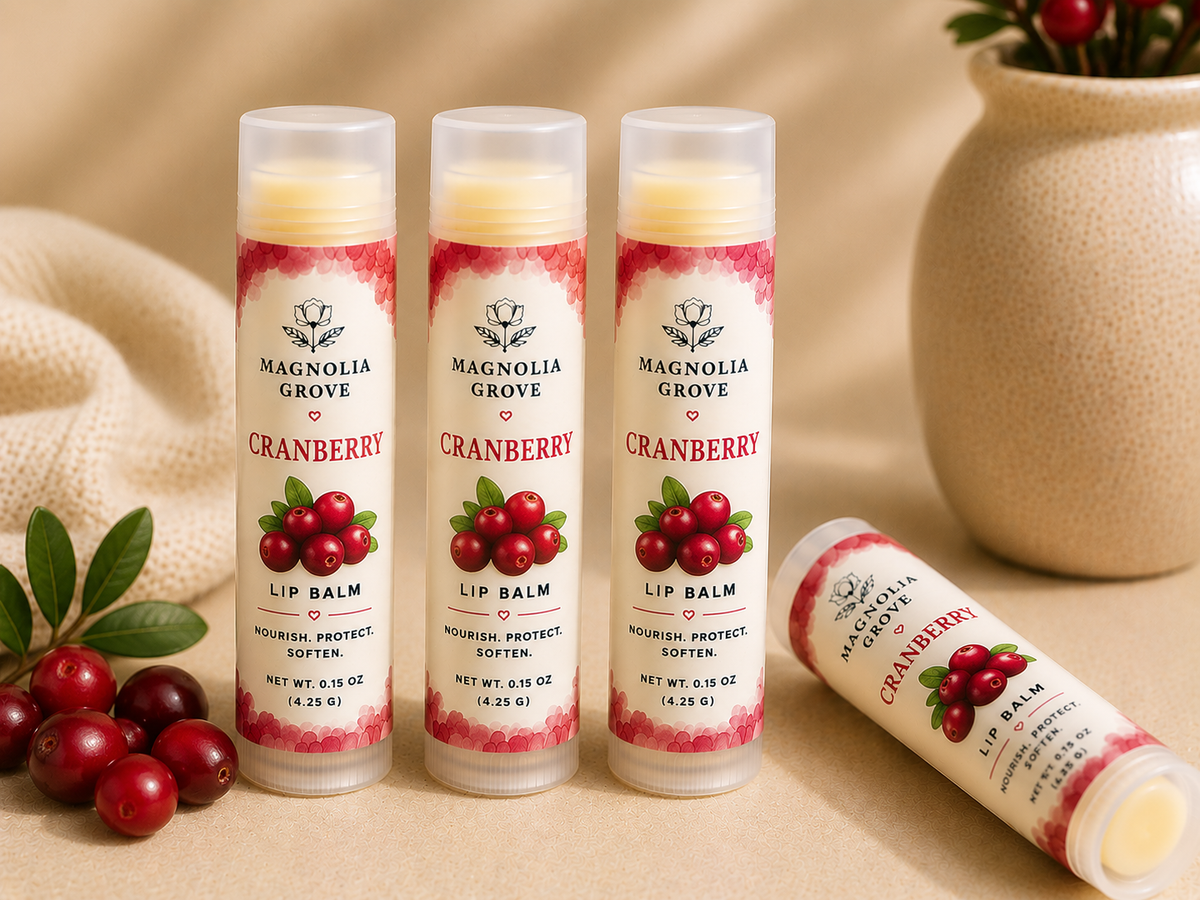 Cranberry handmade moisturizing lip balm by Magnolia Grove Gifts