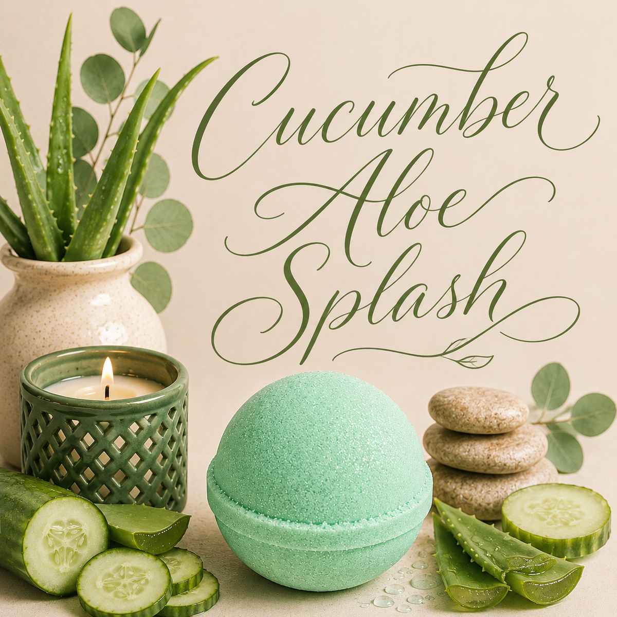Cucumber Aloe Splash handmade bath bomb by Magnolia Grove Gifts