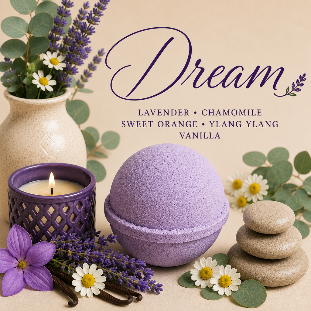 Dream lavender and chamomile bath bomb by Magnolia Grove Gifts