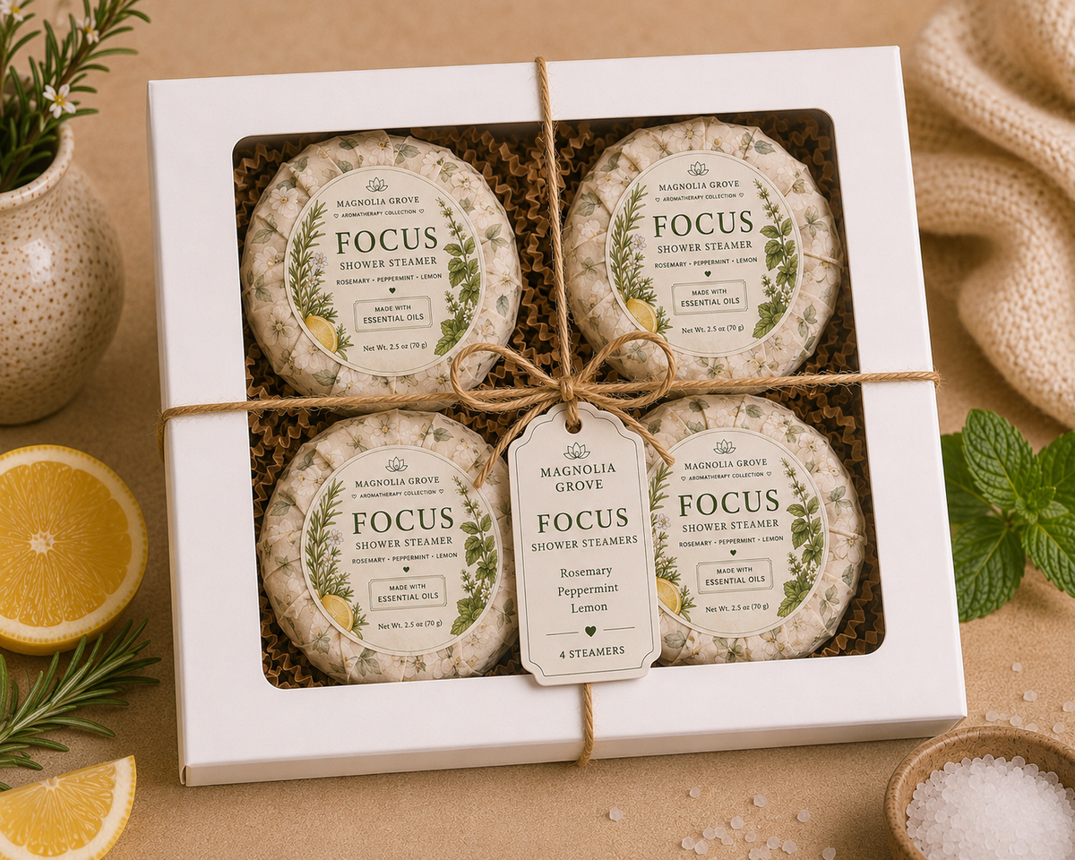 Focus Shower Steamer package with rosemary, lemon and peppermint fragrance