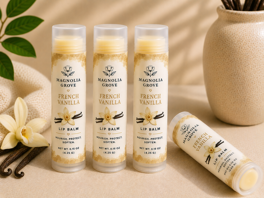 French Vanilla handmade moisturizing lip balm by Magnolia Grove Gifts