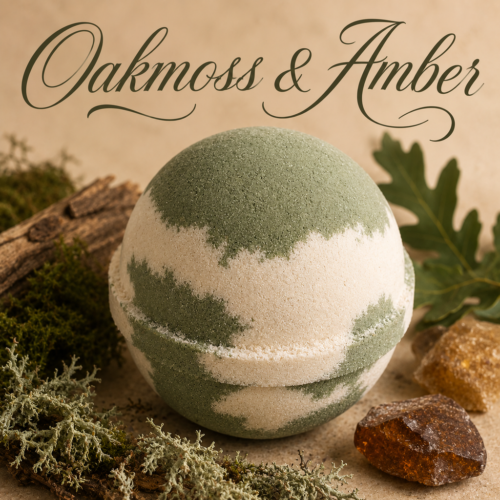 Oakmoss and Amber handmade bath bomb by Magnolia Grove Gifts