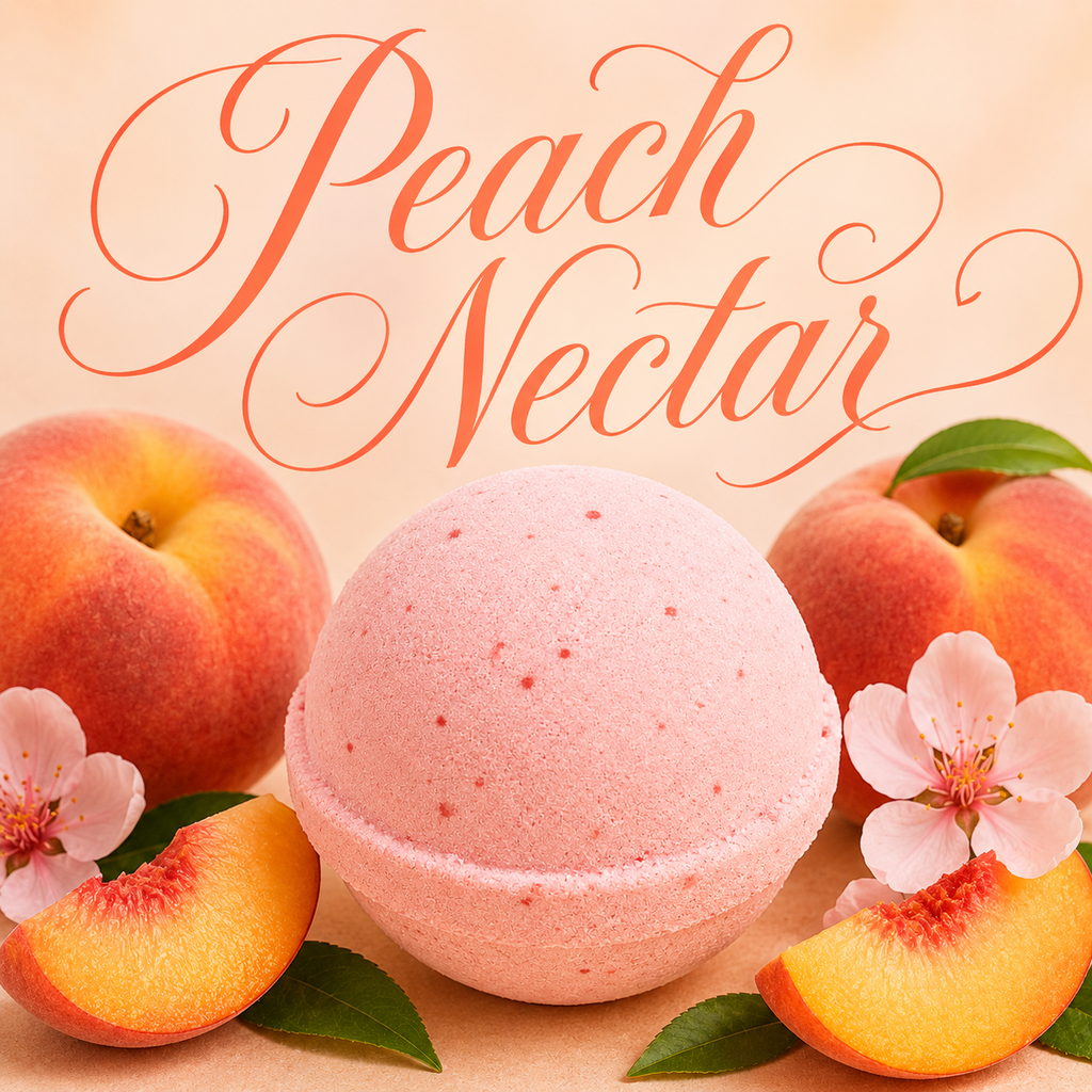 Peach Nectar handmade fruity bath bomb by Magnolia Grove Gifts