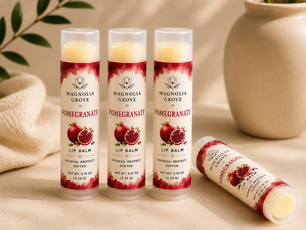 Pomegranate handmade moisturizing lip balm by Magnolia Grove Gifts