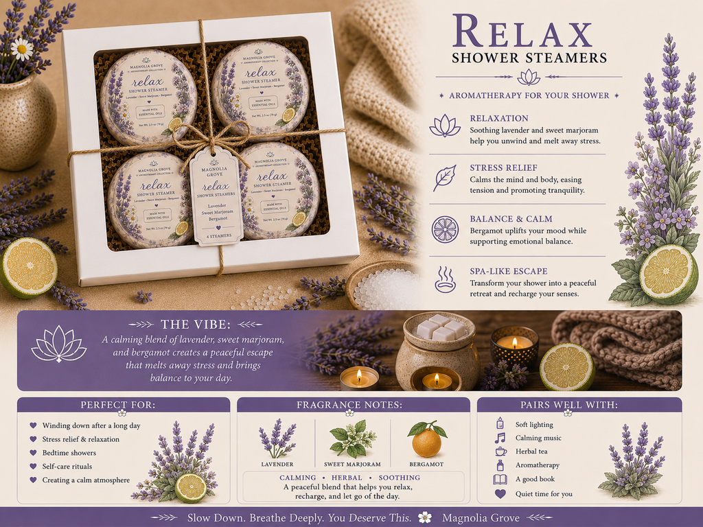 Relax Shower Steamer fragrance notes and product details