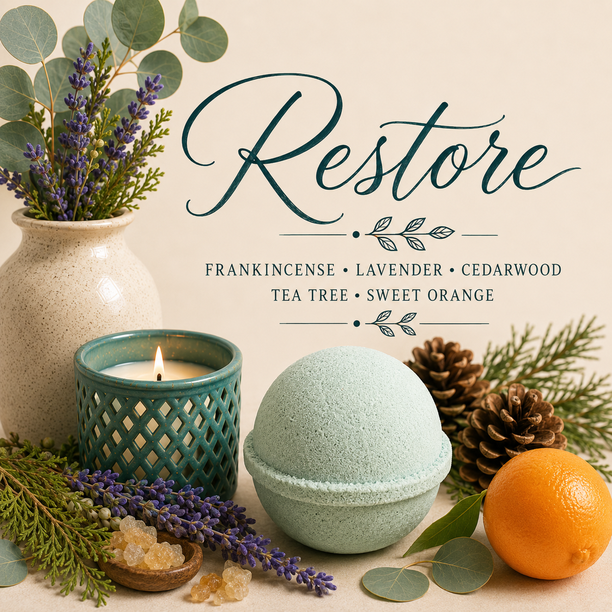 Restore handcrafted bath bomb from Magnolia Grove Gifts