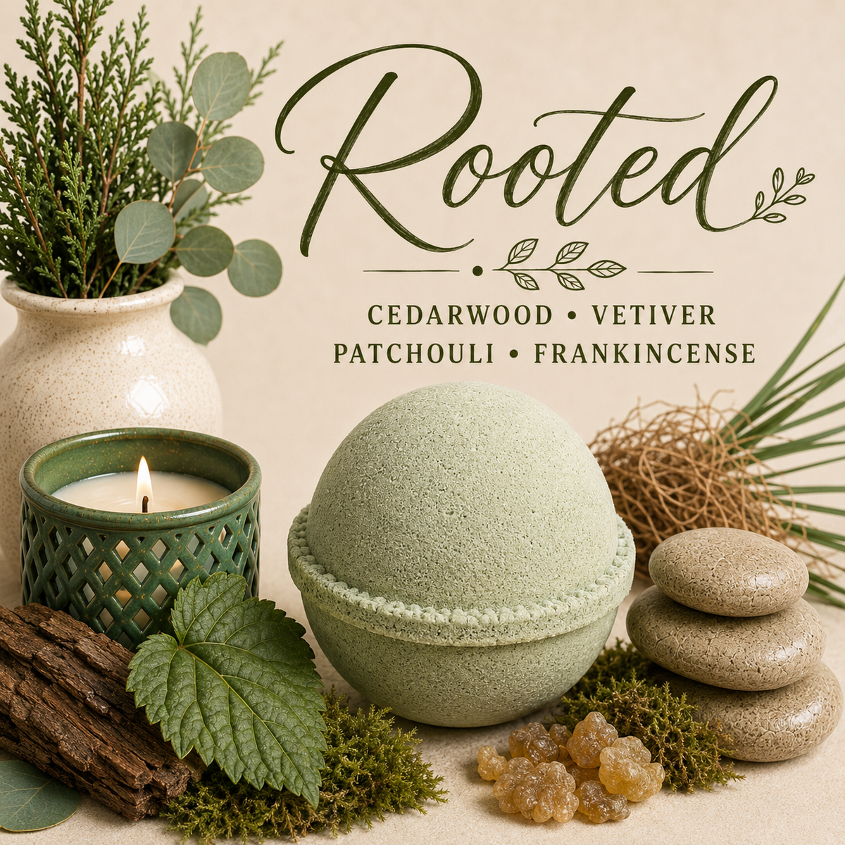 Rooted handcrafted bath bomb from Magnolia Grove Gifts