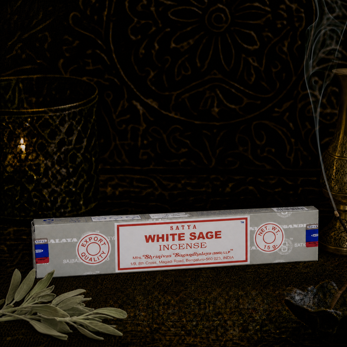Satya White Sage Incense Sticks 16g package