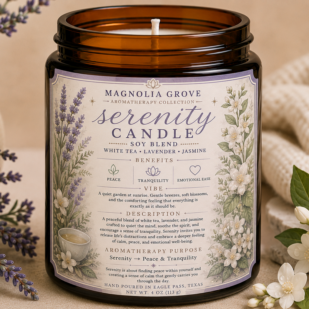 Serenity aromatherapy candle from Magnolia Grove Gifts