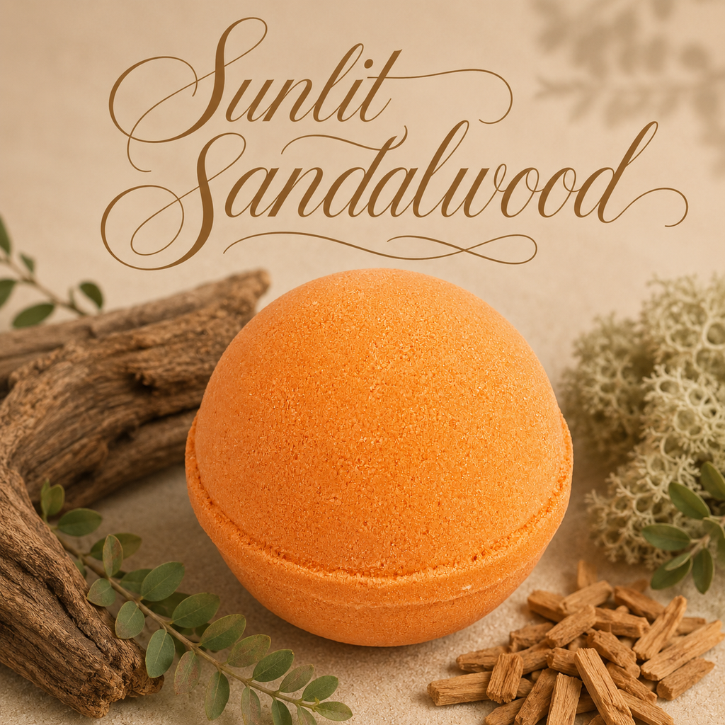 Sunlit Sandalwood handcrafted bath bomb from Magnolia Grove Gifts