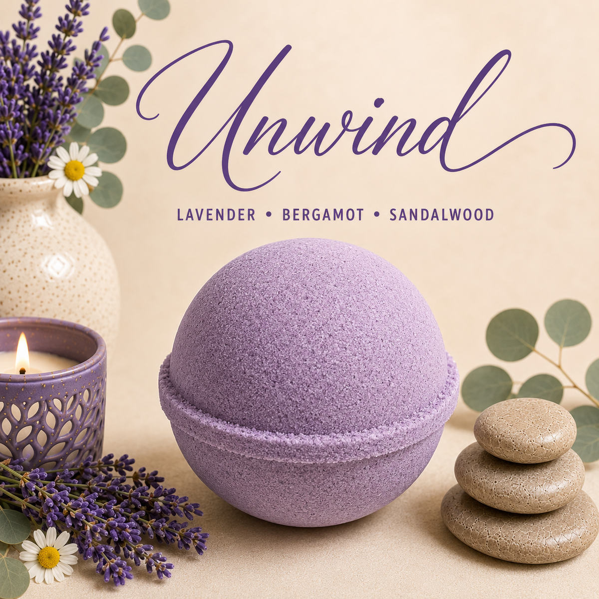 Unwind handcrafted bath bomb from Magnolia Grove Gifts