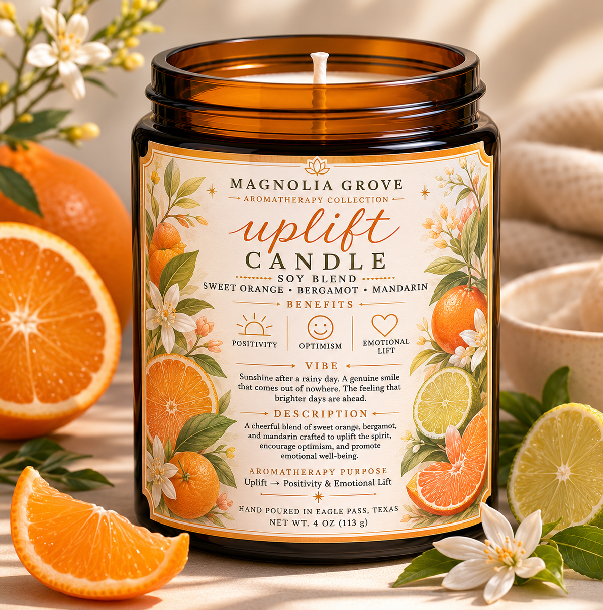 Uplift aromatherapy candle from Magnolia Grove Gifts