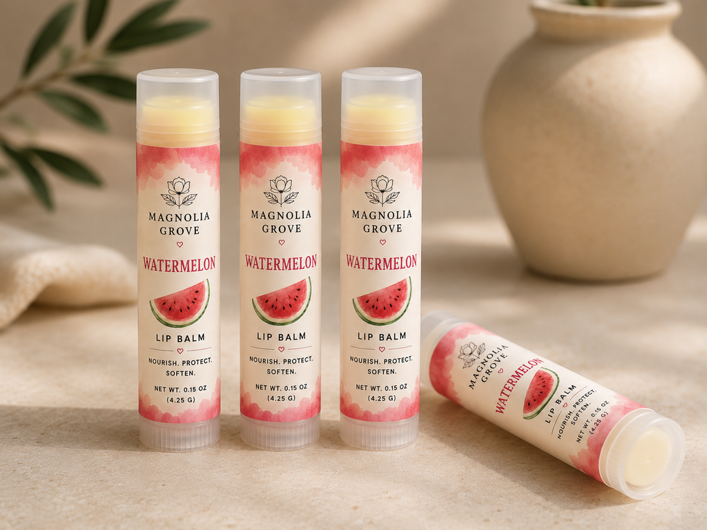 Watermelon handmade moisturizing lip balm by Magnolia Grove Gifts