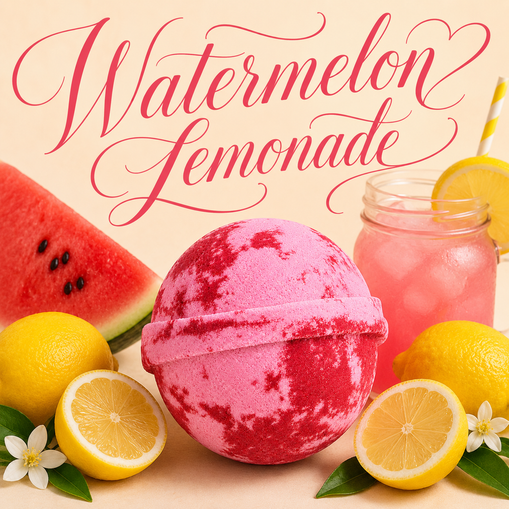 Watermelon Lemonade handcrafted bath bomb from Magnolia Grove Gifts