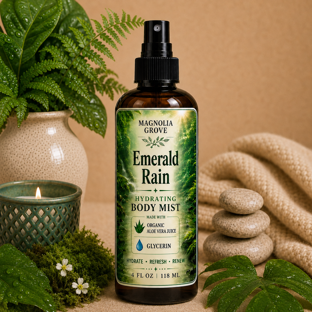 Emerald Rain hydrating body mist from Magnolia Grove Gifts