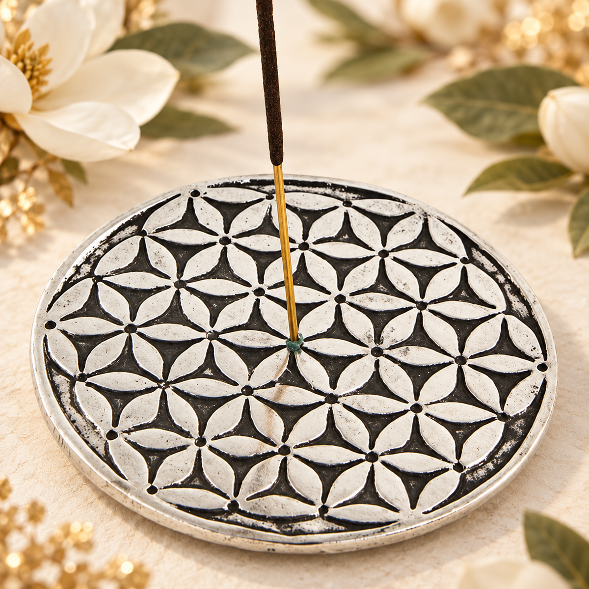 Flower of Life aluminum incense stick burner