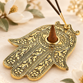 Gold Hamsa hand aluminum stick and cone incense burner