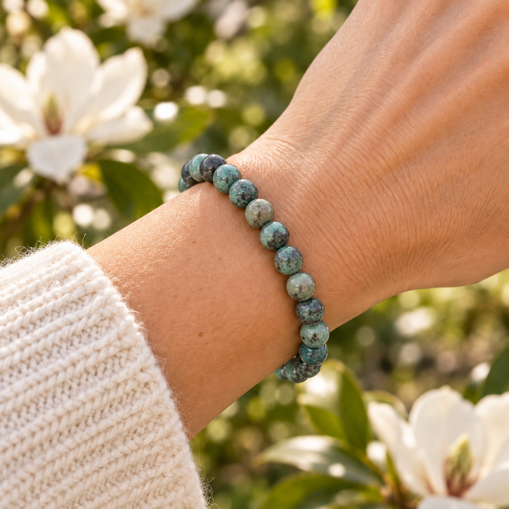 African Turquoise 8mm stretch bracelet wrist
