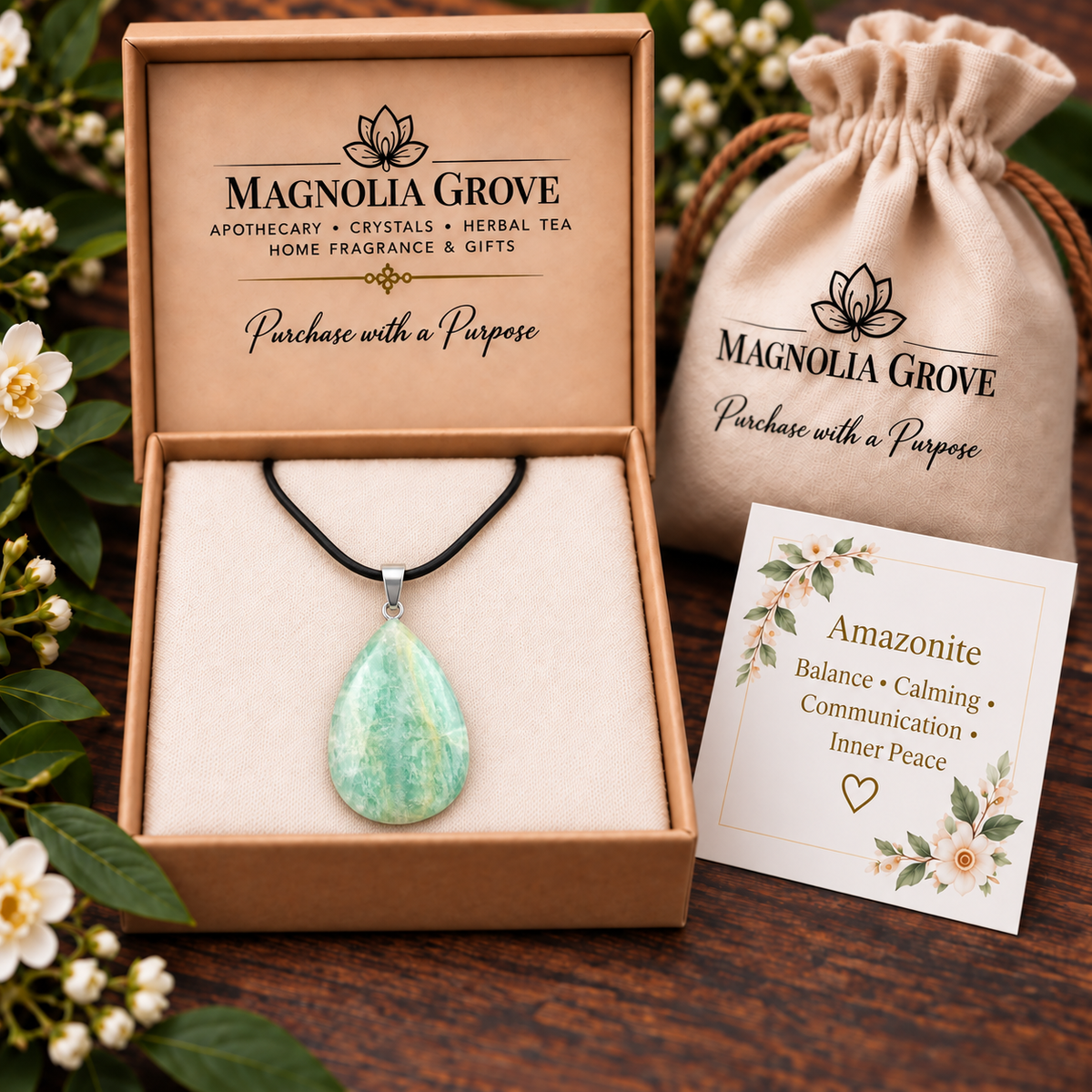 Amazonite drop pendant — gift