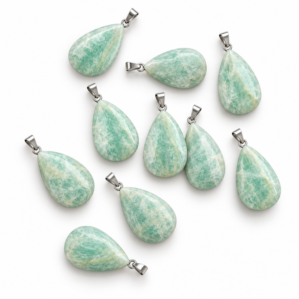 Amazonite drop pendant — variations
